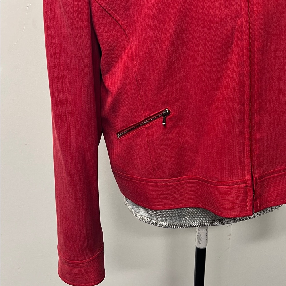 Carlisle brand soft red cropped front zipper jacket. - Picture 3 of 13